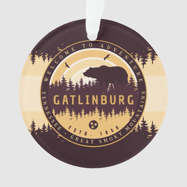 Gatlinburg Tennessee Bear Pine Trees Nature Ornament (Front)