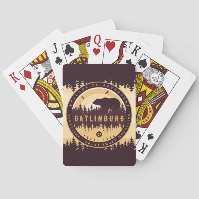Gatlinburg Tennessee Bear Pine Trees Nature Poker Cards (Back)