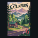 Gatlinburg Tennessee Cabin Travel Art Vintage Poster<br><div class="desc">Gatlinburg retro vector travel design. Gatlinburg is a charming mountain town nestled at the gateway to Great Smoky Mountains National Park,  known for its scenic views,  cozy cabins,  hiking trails,  and family attractions.</div>