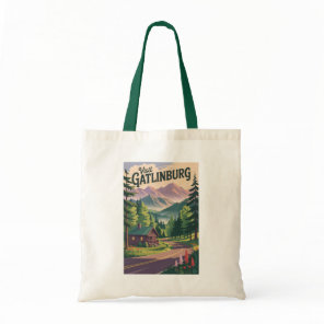 Gatlinburg Tennessee Cabin Travel Art Vintage Tote Bag