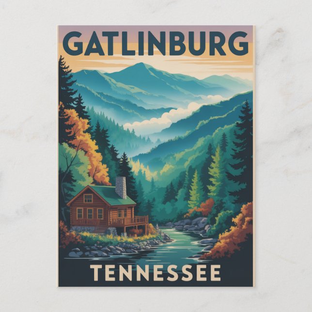 Gatlinburg Tennessee Great Smoking Mountains Paint Postcard (Front)