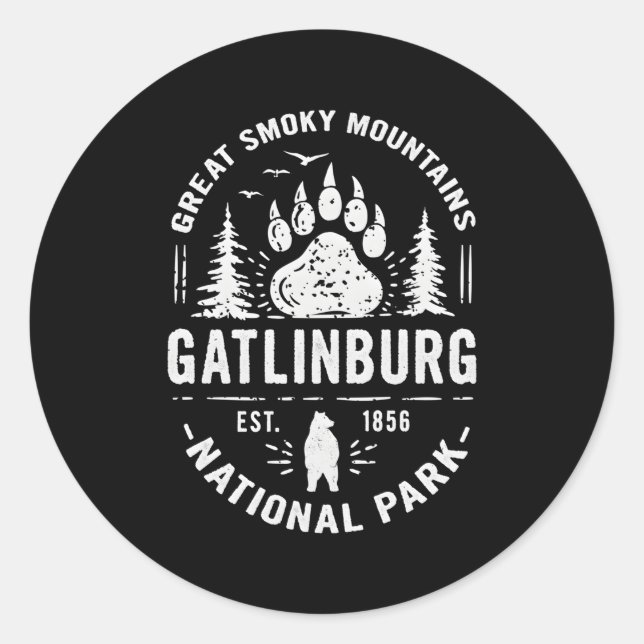 Gatlinburg Tennessee Great Smoky Mountains Classic Round Sticker (Front)