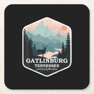 Gatlinburg Tennessee Great Smoky Mountains Hiking Square Paper Coaster