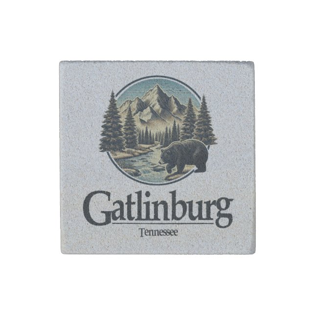 Gatlinburg Tennessee Great Smoky Mountains Stone Magnet (Front)