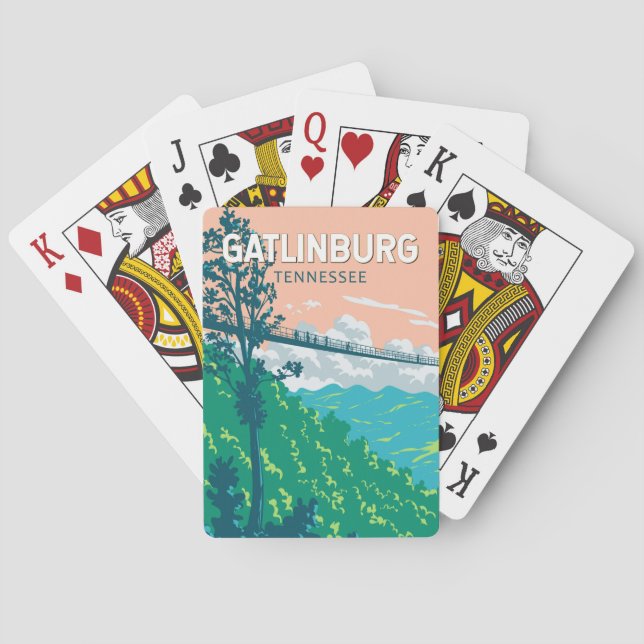Gatlinburg Tennessee Illustration Travel Art Poker Cards (Back)