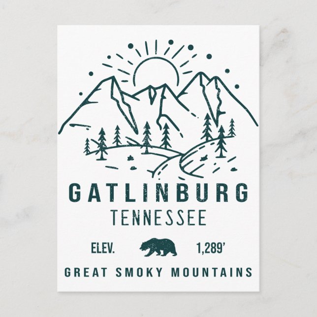 Gatlinburg Tennessee Minimalist Camping Souvenirs Postcard (Front)