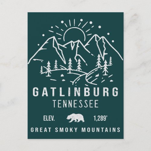 Gatlinburg Tennessee Minimalist Hiking Camping Postcard