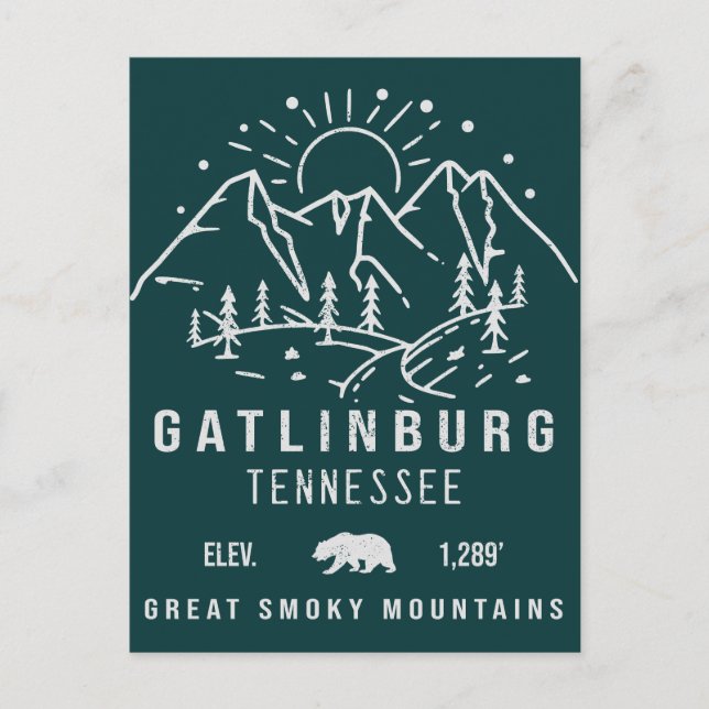 Gatlinburg Tennessee Minimalist Hiking Camping Postcard (Front)