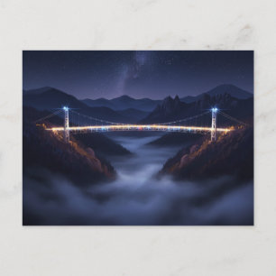 Gatlinburg , Tennessee Night Bridge Postcard
