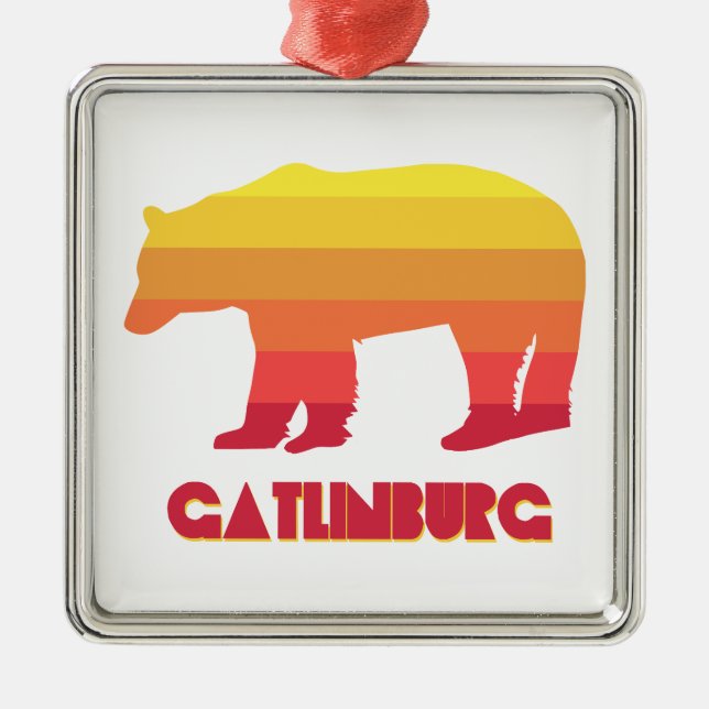 Gatlinburg Tennessee Rainbow Bear Metal Ornament (Front)