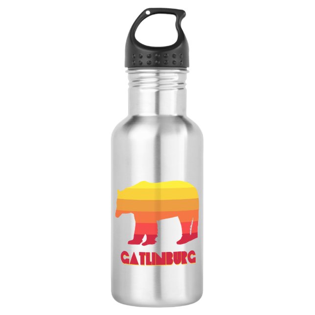 Gatlinburg Tennessee Rainbow Bear Stainless Steel Water Bottle (Front)