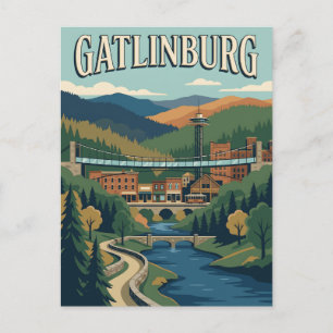 Gatlinburg Tennessee Smokies Vintage Travel Poster Postcard