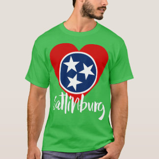 Gatlinburg Tennessee TN Heart Shaped State Flag T-Shirt