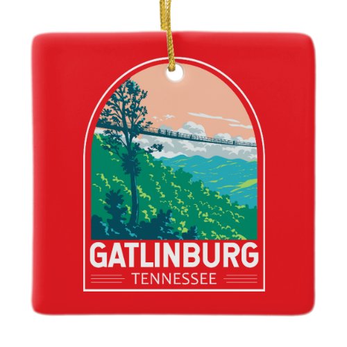 Gatlinburg Tennessee Travel Art Emblem Ceramic Ornament