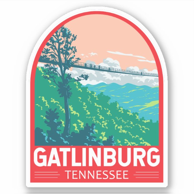 Gatlinburg Tennessee Travel Art Emblem Sticker (Front)