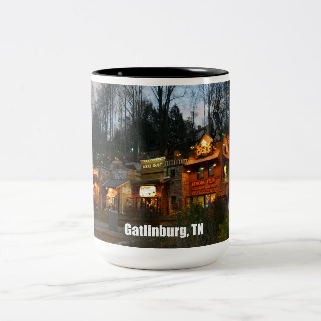Gatlinburg, Tennessee Two-Tone Coffee Mug (Center)