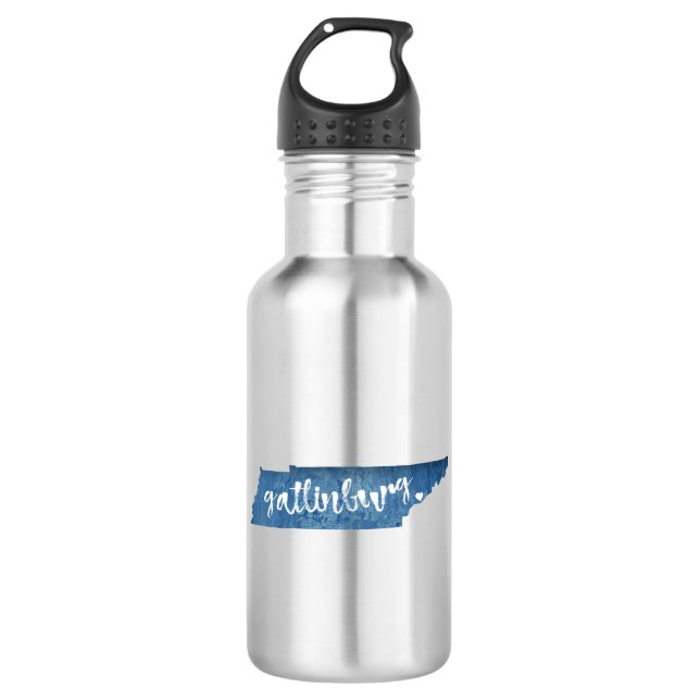 Gatlinburg Tennessee Wood Grain Stainless Steel Water Bottle (Front)