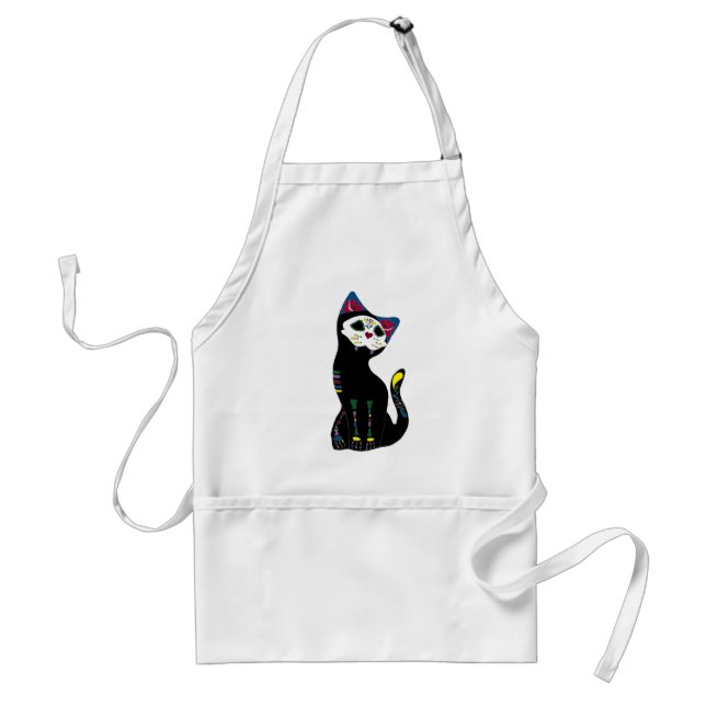'Gato Muerto' Dia De Los Muertos Cat Adult Apron (Front)