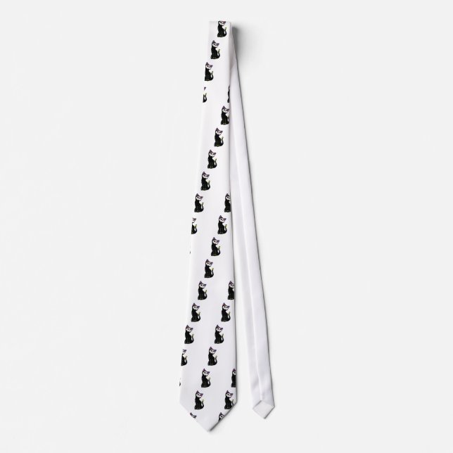 'Gato Muerto' Dia De Los Muertos Cat Neck Tie (Front)