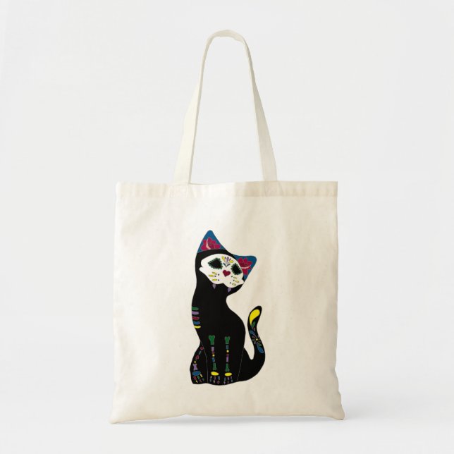 'Gato Muerto' Dia De Los Muertos Style Cat Tote (Front)