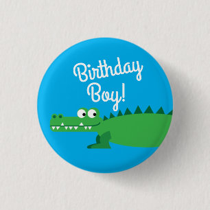 Gator Alligator Crocodile Kids 1st Birthday Party Button