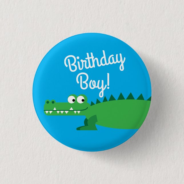 Gator Alligator Crocodile Kids 1st Birthday Party Button (Front)