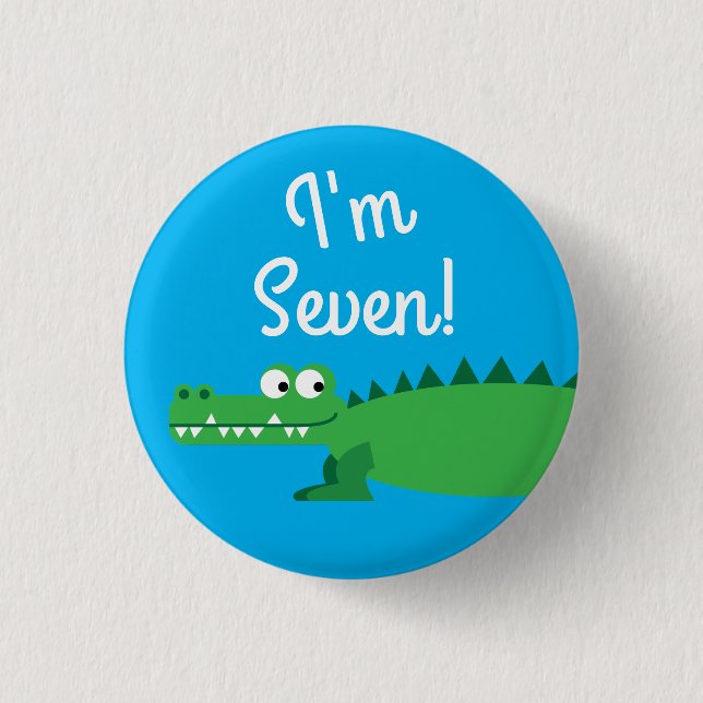 Gator Alligator Crocodile Kids 1st Birthday Party Button (Front)