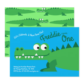 Gator Alligator Crocodile Kids 1st Birthday Party Invitation