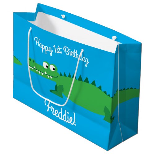 Gator Alligator Crocodile Kids 1st Birthday Party Large Gift Bag