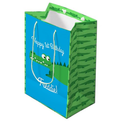 Gator Alligator Crocodile Kids 1st Birthday Party Medium Gift Bag