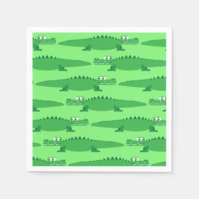 Gator Alligator Crocodile Kids 1st Birthday Party Napkins (Front)