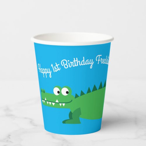 Gator Alligator Crocodile Kids 1st Birthday Party  Paper Cups