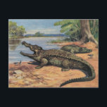 Gator Beach Postcard<br><div class="desc">A delightful old,  vintage postcard  that just begs to be used and reused.  Gator Beach!</div>