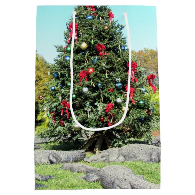 Gator Christmas Tree - Medium Christmas Gift Bag (Back)