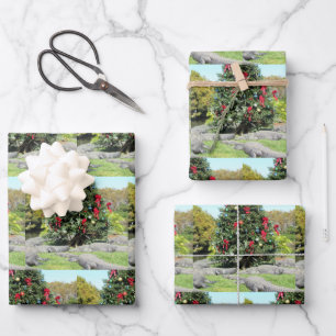 Gator Christmas Tree Wrapping Paper Sheets