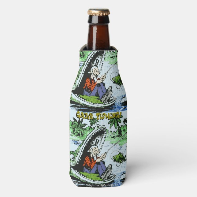 "Gator Fishing!" Bottle Cooler (Bottle Front)