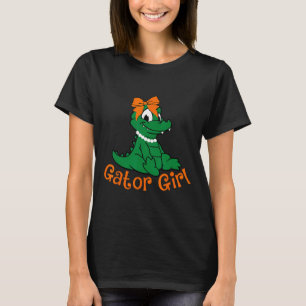 Gator Girl Cute Orange Bow Gator Women Girls Kids T-Shirt