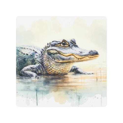 Gator Grandeur REF173 _ Watercolor Metal Print