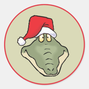 Gator Head Santa Classic Round Sticker