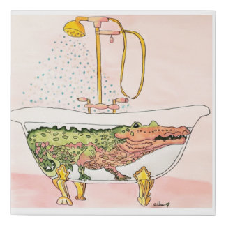 Gator in the Bathtub Faux Canvas Print