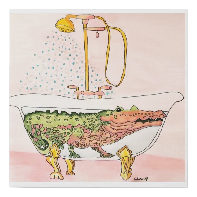 Gator in the Bathtub Faux Canvas Print (Front)