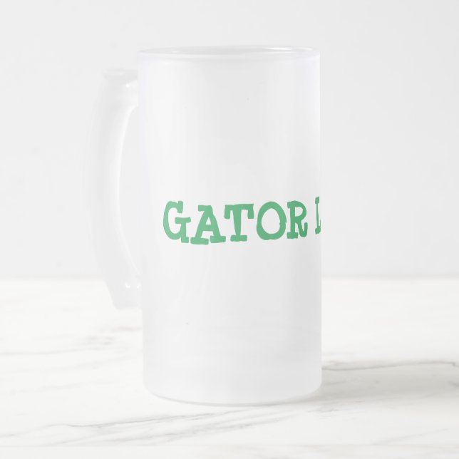 Gator Love Frosted Glass Beer Mug (Front Left)