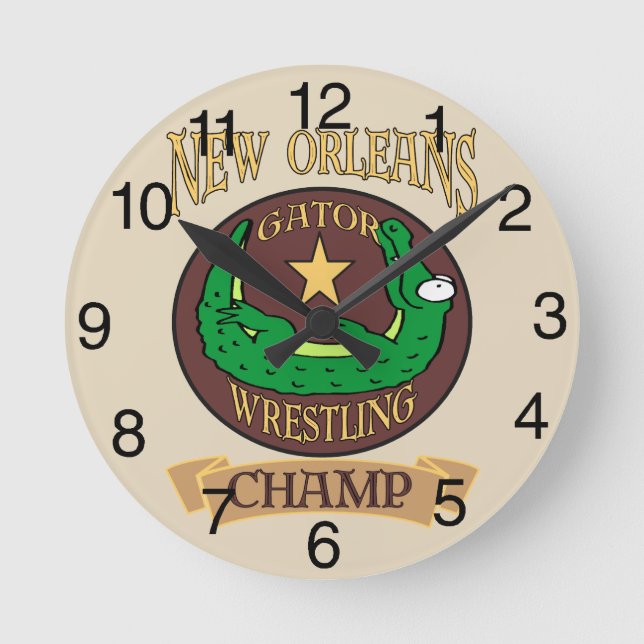 Gator Wrestling Champ,New Orleans Round Clock (Front)