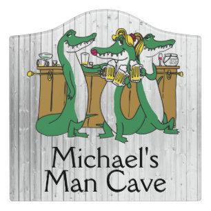 Gators Drinking Beer Man Cave Door Sign