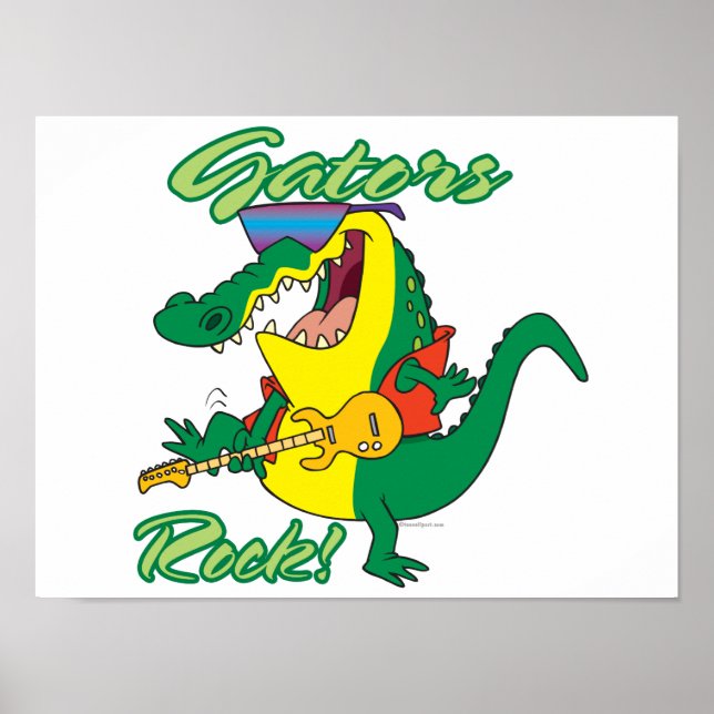 gators rock rock n roll alligator cartoon poster (Front)