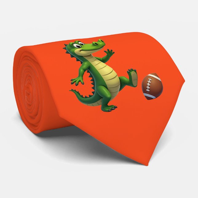 Gators Team With Football  Neck Tie (Rolled)