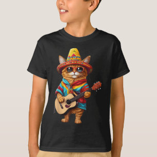 Gatos Before Vatos Mexican Cat Poncho Fiesta Cinco T-Shirt