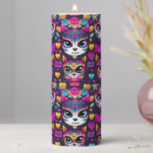 😻Gatos de Muertos Fiesta Pillar Candle
