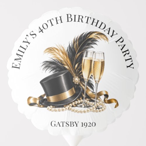 Gatsby 1920 Black & Gold Birthday Party Balloon