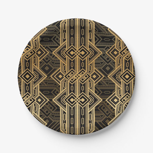 Gatsby 1920s Art deco geometric theme party Paper Plates (Front)